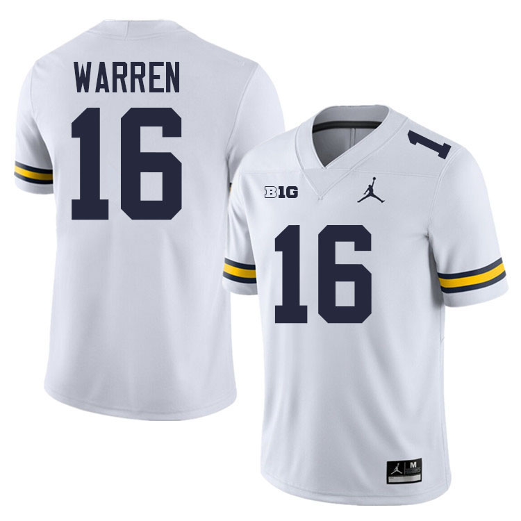 Davis Warren Michigan Jersey,Michigan Wolverines #16 Davis Warren Jersey Youth-White